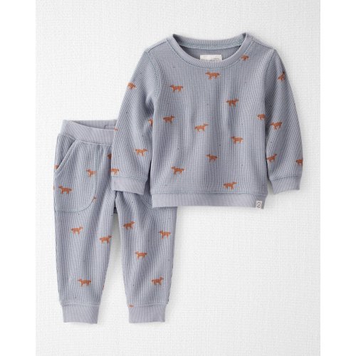Baby 2-Piece Organic Cotton Waffle Knit Set in Shadow Fox Print - Little Planet | Carter's