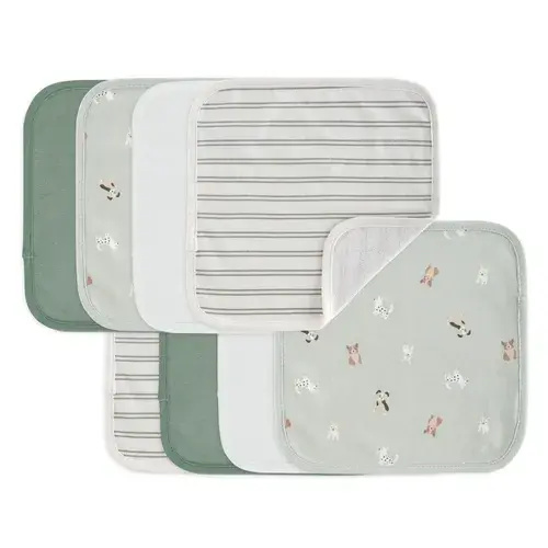 WASH CLOTH - 4Baby 8 Pack Washers Printed Sage | Baby Bunting AU