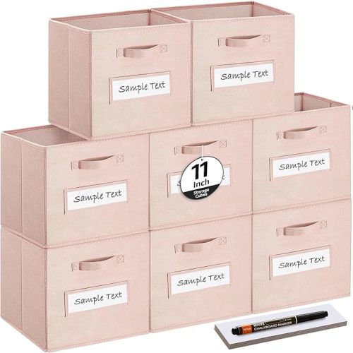 artsdi Fabric storage cubes (Set of 8) 11 Inch Cube Storage Bin, Cube storage with 8 Labels Window Cards & a Pen, Foldable cube organizer bins,11x11 Storage bin, Cubby Organizer Boxes, Purple