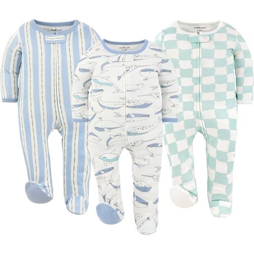 The Peanutshell 3pk Footed Sleepers - Baby Boy Clothes Newborn, 0-3, 3-6, 6-9 Months, Baby Boy Gifts - Soft Nautical