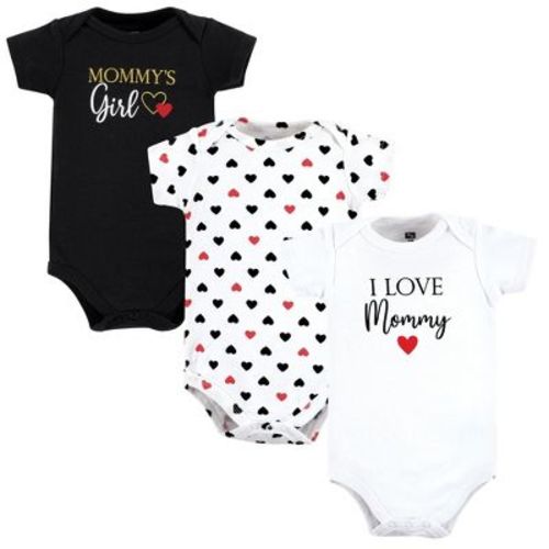 Hudson Baby Infant Girl Cotton Bodysuits, Girl Mommy Red Black 3Pk, Newborn