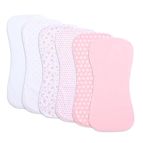 6 Pack Cotton Baby Burp Cloths Extra Absorbent Soft for Baby Boys and Girls