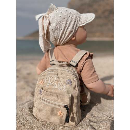 Hand embroidered personalised kids mini backpack (0-18m) – KnittyBaby