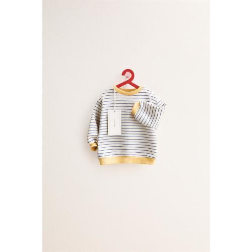 ZARA TIMELESS - STRIPED SWEATSHIRT - Ecru / Blue