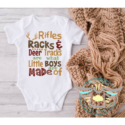 Deer Hunter Baby Onesie® Rifles Racks & Deer Tracks, Cute Boy Onesie® Deer Hunting, Future Hunter, Baby Shower Gift, Country Boy, Trendy