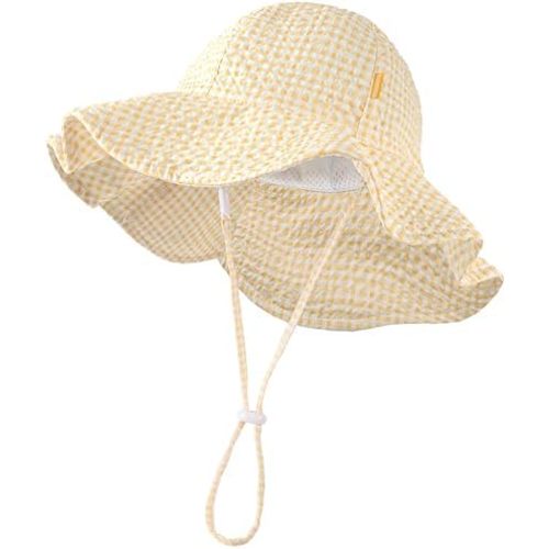 HONGTEYA Baby Sun Hat Toddler Girl Beach Hat Adjustable Outdoor Summer Hat UPF 50+ Sun Protection Wide Brim Infant Kids