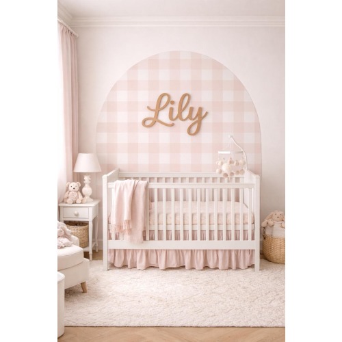 Pink Checkered Arch Wall Decal | Shabby Chic Nursery Wall Decor | Peel and Stick Removable Accent Wall | Girls Room