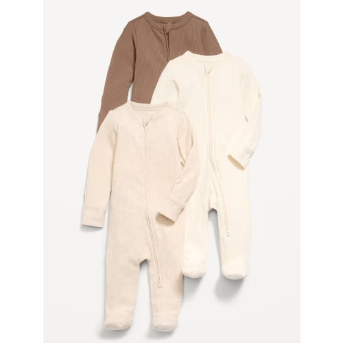Ribbed 2-Way-Zip Sleep & Play Footed One-Piece 3-Pack for Baby
