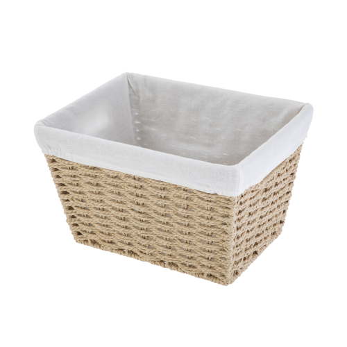Mainstays Large Tan Paper Rope Storage Basket, Decorative Design, Removable Liner