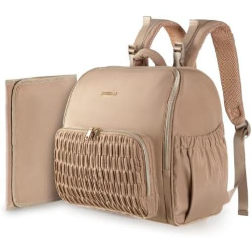 Marscamd Diaper Bag Backpack with Changing Pad, Baby Diaper Bag, Camel