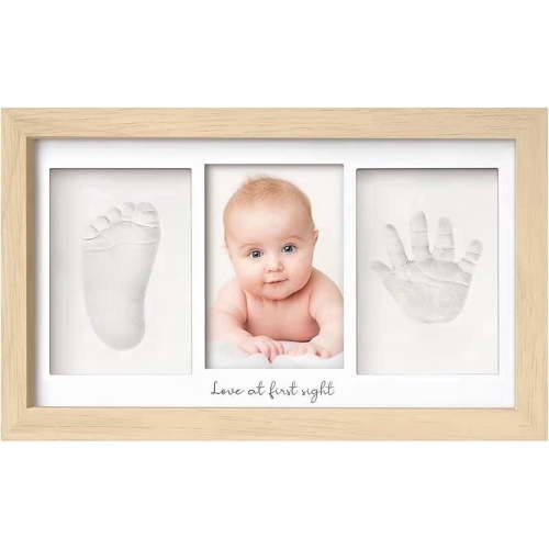 Zeokiar Baby Handprint Footprint Kit, Clay Keepsake Frame for Baby Shower Gift, Nursery Decor