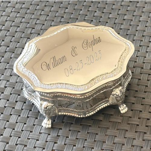 Personalized Victorian Silver Jewelry Box - Engraved 3" Keepsake