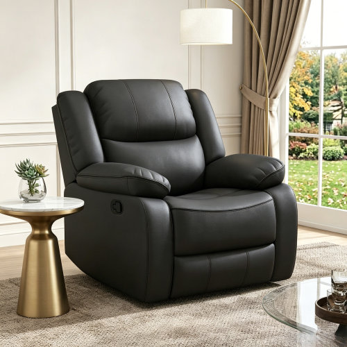 Latitude Run® Kamarli 38.2" Wide Breathable Leather Cushion Back Manual Recliner Chair with Pillow Top Arm & Reviews | Wayfair