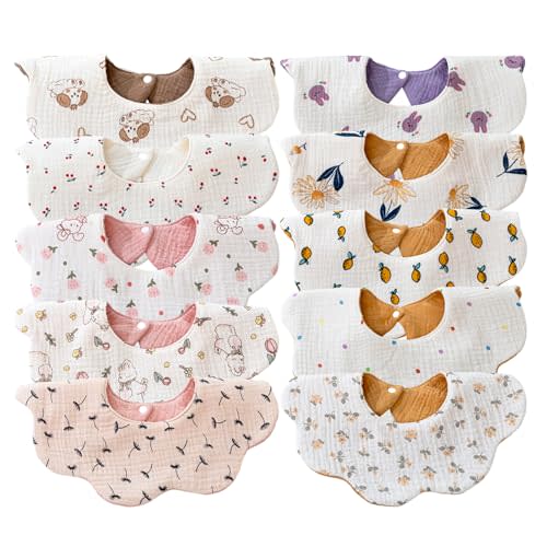 Muslin Baby Bibs for Drooling and Teething Newborn Drool Bibs for Baby Girl Boy