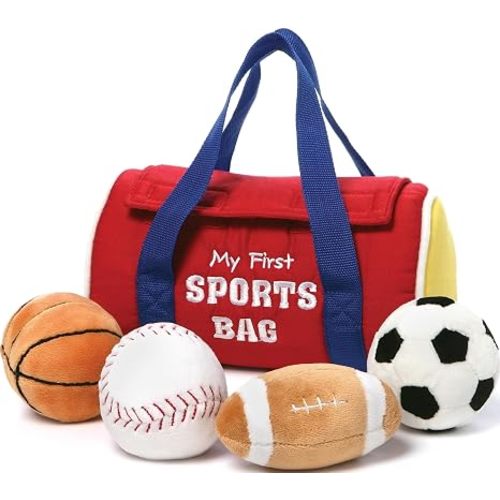 GUND Baby My First Sports Bag 5-Piece Sensory Plush Toy Playset for Babies