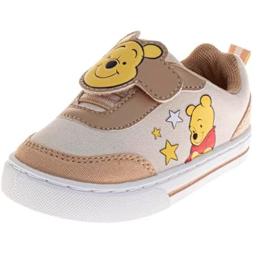 Disney Sneakers for Girls and Boys - Minnie Stitch Winnie Shoes Laceless Strap Closure Sneaker Kids Shoe (Sizes: 3-4 Infants 5-10 Toddlers)