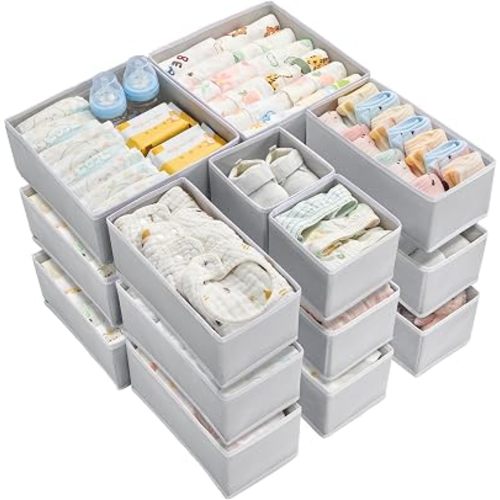 Vtopmart 18 Pack Baby Clothes Organizer, Foldable Fabric Drawer Bins