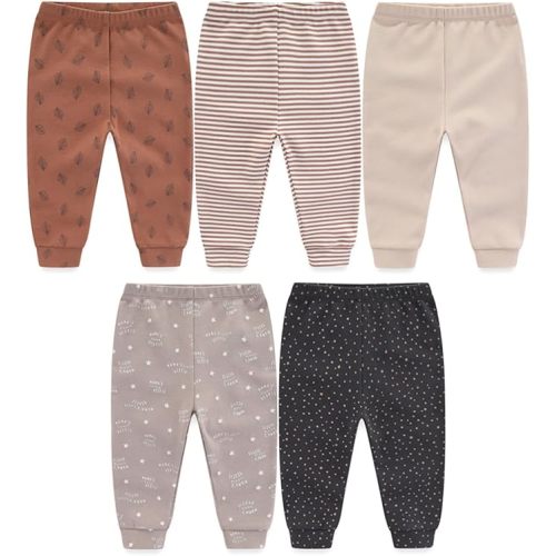 Unisex Baby Boy Girl Pants Sets Cotton Soft Infants Bottoms Casual 5 Pack 0-12 Month Babies' Leggings