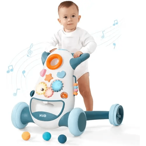 KÜB Montessori Baby Walker - Interactive Push Toy for Toddlers Learning to Walk with Soft Music & Lights, Adjustable Speed & Non-Slip Wheels, Educational Activity Center
