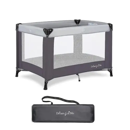 Dream On Me Nest Portable Playard in Grey with Carrybag an Shoulder Strap, Lightweight, Packable and Easy Setup Baby Playard, Breathable Mesh Sides and Soft Fabric - Comes with a Removable Padded Mat