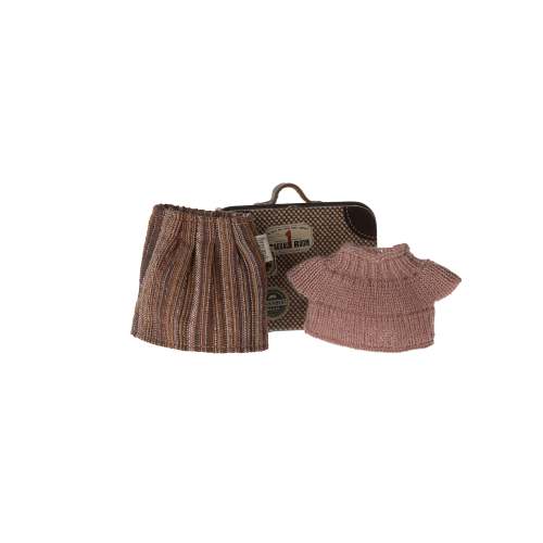 Maileg Knitted Blouse and Skirt in Suitcase Grandma Mouse