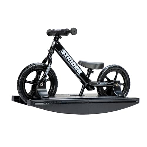 Strider 12” Pro Bike + Rocking Base - Helps Teach Baby How to Ride a Balance Bicycle - for Kids 6 Months to 4 Years - Easy Assembly & Adjustments