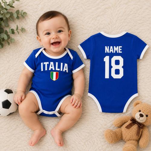 Custom Italia Baby Bodysuit, Personalized Name Number Soccer Baby Outfit, Italia Football Jersey Babysuit , Newborn Fan Gift Bodysuit