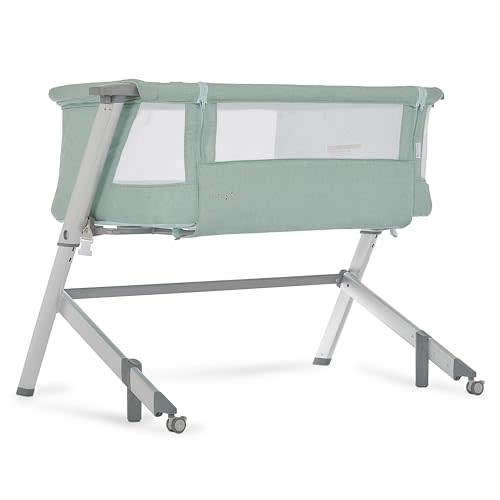 Dream On Me Skylar Bassinet and Bedside Sleeper in Mint, Lightweight and Portable Baby Bassinet, Five Position Adjustable Height, Easy to Fold and Carry Travel Bassinet, JPMA Certified
