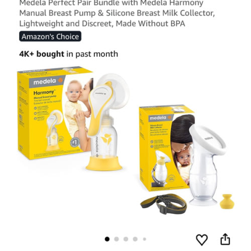Medela Perfect Pair Bundle with Medela Harmony Manual Breast Pump & Silicone Breast Milk Collector, Lightweight and Discreet, Made Without BPA