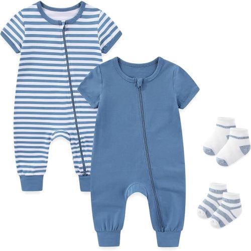 falianni Baby Unisex Rompers 0-18M Short Sleeve Zipper