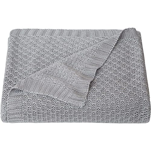 NTBAY Cable Knit Cooling Toddler Blanket, Soft and Breathable Baby Blanket 30x40 Inches Made from Rayon Derived from Bamboo for Crib, Stroller, Nursery, Sliver Grey