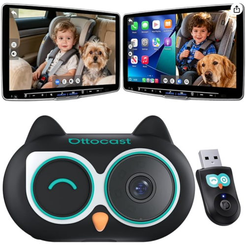 Ottocast Cabin Care Wireless CarPlay Adapter with Rear Seat Monitor
