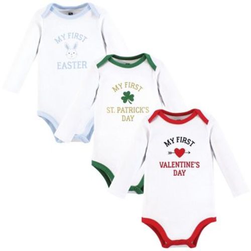 Hudson Baby Infant Boy Cotton Long-Sleeve Bodysuits, Boy First Valentine Easter, 6-9 Months