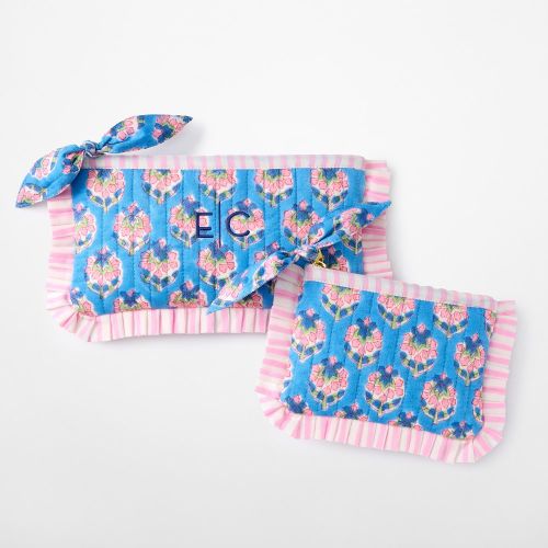 Block Print Ruffle Pouch Set