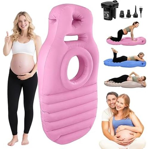 Inflatable Pregnancy Sleep Pillow: for Stomach Sleeping Full Body Mattress with Belly Hole Maternity Airbed for Pregnant Women Pregnancy Rest,Back & Hip Pressure Relief