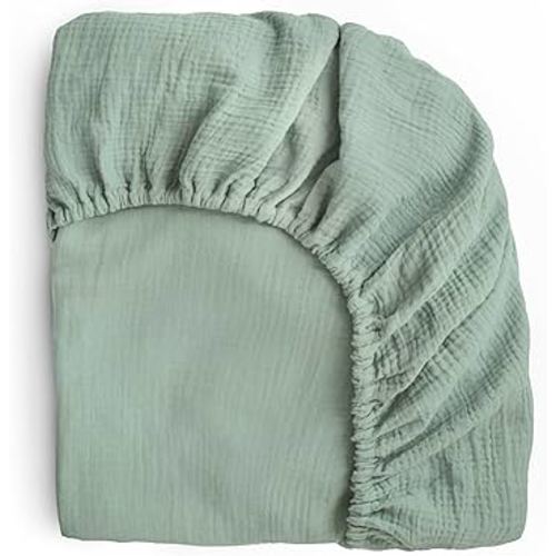 mushie Extra Soft Muslin Fitted Crib Sheet | 192 Thread Count | 28"x 52" (Roman Green)
