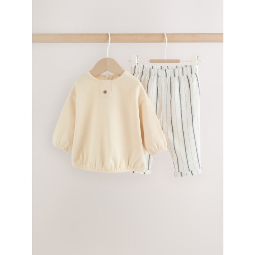 Neutral Stripe Sweat Top and Trousers Baby Set (0mths-2yrs)