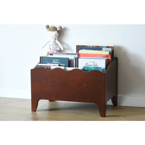 Dark Brown Montessori Bookcase: Low Plywood Kids Bookshelf
