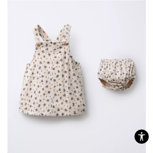 CORDUROY PINAFORE DRESS AND FLORAL UNDERWEAR - Ecru | ZARA United States