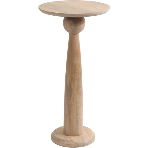 Kate and Laurel Jakob Modern Wooden Round Side Table, 12 x 24, Light Natural, Circle Pedestal Table for Use as Bedroom Nightstand, Indoor Plant Stand, or Decorative Living Room Table