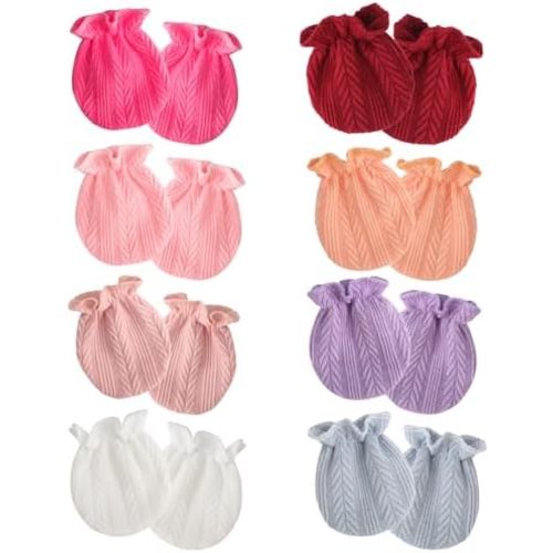 Newborn Baby Mittens No Scratch Cotton Elastic Wrist Gloves Infant Toddler Mittens for Baby Boy Girl 0-6 Months