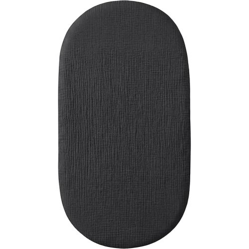 Pro Goleem Muslin Bassinet Sheet for Boys and Girls, Soft Breathable Fitted Cotton Baby Sheets Set for Oval Hourglass and Rectangular Bassinet Mattress, Neutral,1 Pack (Black)
