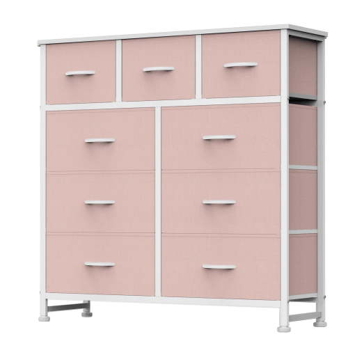SWEETCRISPY Fabric Dresser With 9 Drawers, Storage Chest For Bedroom, Closet, Living Room, Hallway - Available In Pink