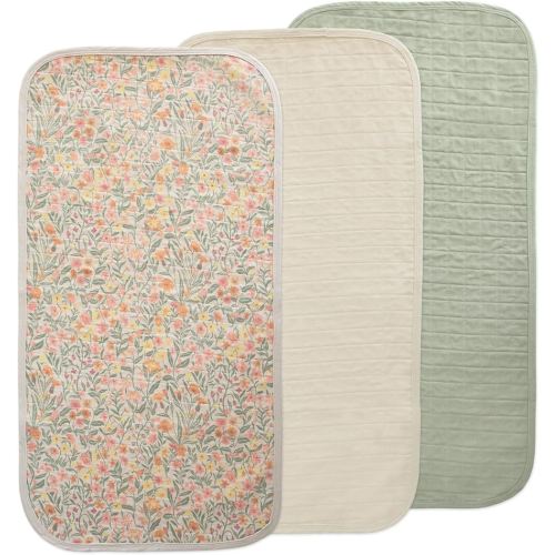 mushie Waterproof Changing Pad Liners | 100% Organic Cotton | Set of 3 (Pastel Blooms Combo)