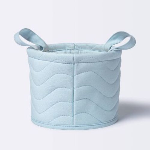 Quilted Fabric Small Round Storage Basket - Blue - Cloud Island™
