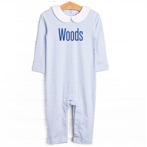 Carter Pima Romper, Light Blue Stripe – Stitchy Fish