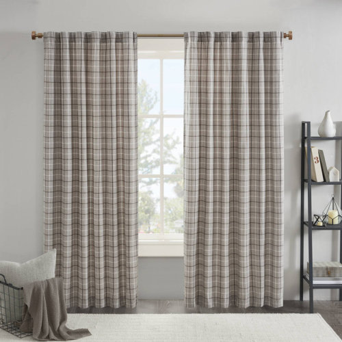 Madison Park Anaheim Woven Plaid Room Darkening Thermal Fleece Lined Single Curtain Panel & Reviews | Wayfair