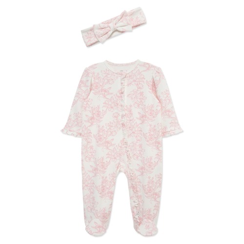 Little Me Rose Hatch Footie & Headband Set | Nordstromrack