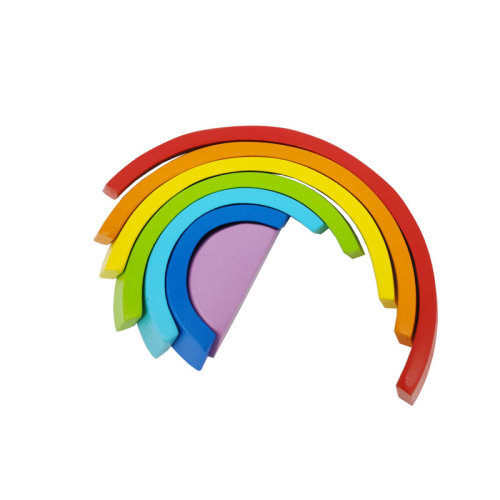 Fixturedisplays® Wooden Rainbow Stacking Game Learning Toy Geometry Building Blocks Educational Toys For Kids Baby Toddlers Lay Flat Toy 15315 & Reviews | Wayfair