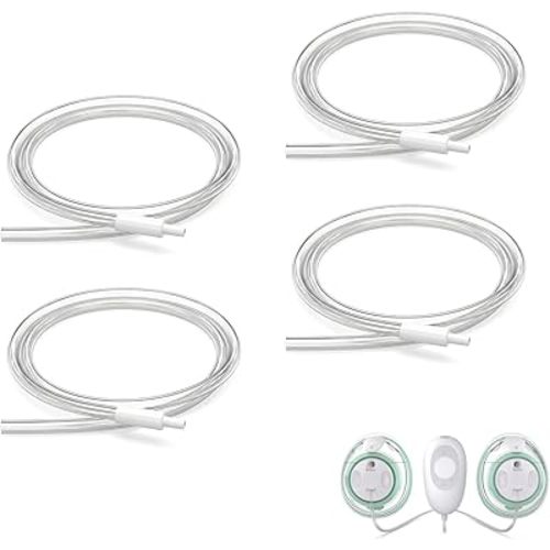 4 Pack Replacement Tubing Compatible with Elvie Stride, Breast Pump Tubing with Tube Connectors, Connect Motor Unit and Breast Shields, Durable and Easy to Clean, Replacement Pump Parts, Clear
